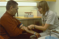 ATBC Study - Nurse takes blood sample from patient